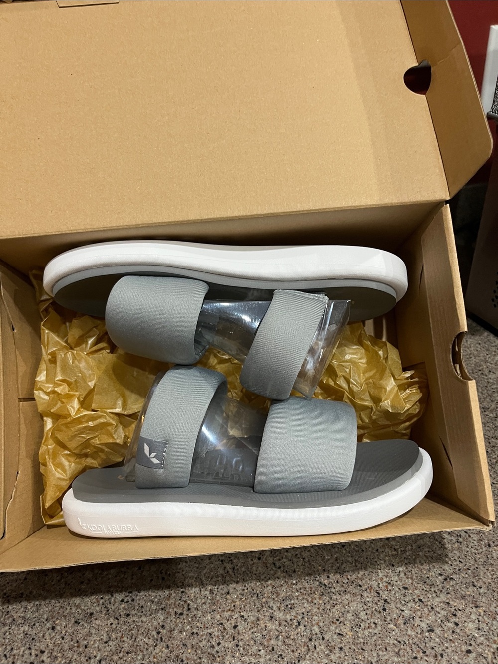 Koolaburra Gray  Alane Slide Sandals with White Sole Size 7